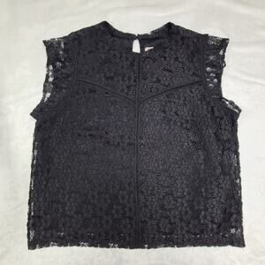 Nanette Lepore Lace Sleeveless Top  XL Whimsy Goth Black  Lined